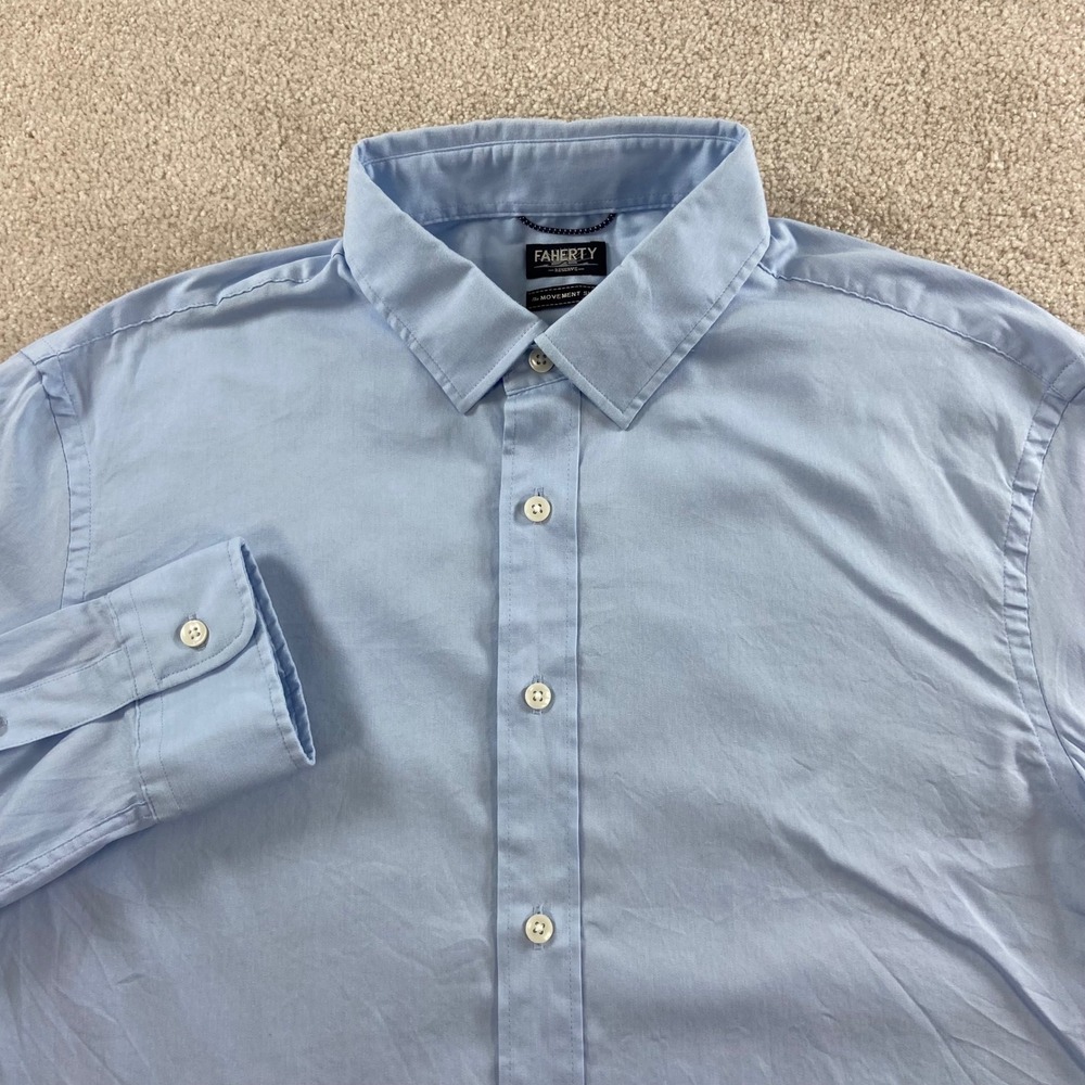 Faherty The Movement Shirt Mens L Light Blue Reserve Stretch Button Down